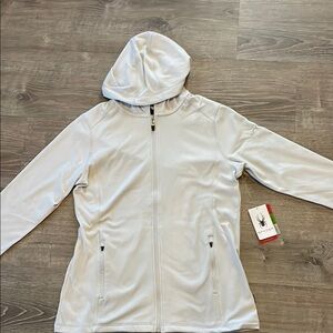 Spyder White Hooded Sweatshirt Lightweight Minimalist